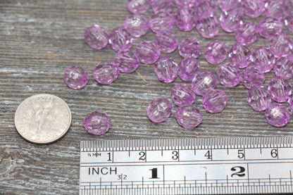 8mm Orchid Transparent Faceted Beads, Hexagon Faceted Acrylic Loose Beads, Bubblegum Beads, Chunky Beads, Crystal Look Beads #1848