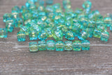 8mm Square Ombre Beads, Green Ombre Translucent Square Faceted Beads, Cube Beads, Chunky Beads, Crystal Look Beads #1864
