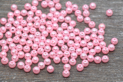 6mm Light Pink Faux Pearl Beads, Faux Pearl Gumball Beads, Imitation Pearl Beads, Chunky Beads, Smooth Plastic Round Beads #1877