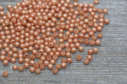 4mm Brown Orange Faux Pearl Beads, Faux Pearl Gumball Beads, Imitation Pearl Beads, Chunky Beads, Smooth Plastic Round Beads #1883