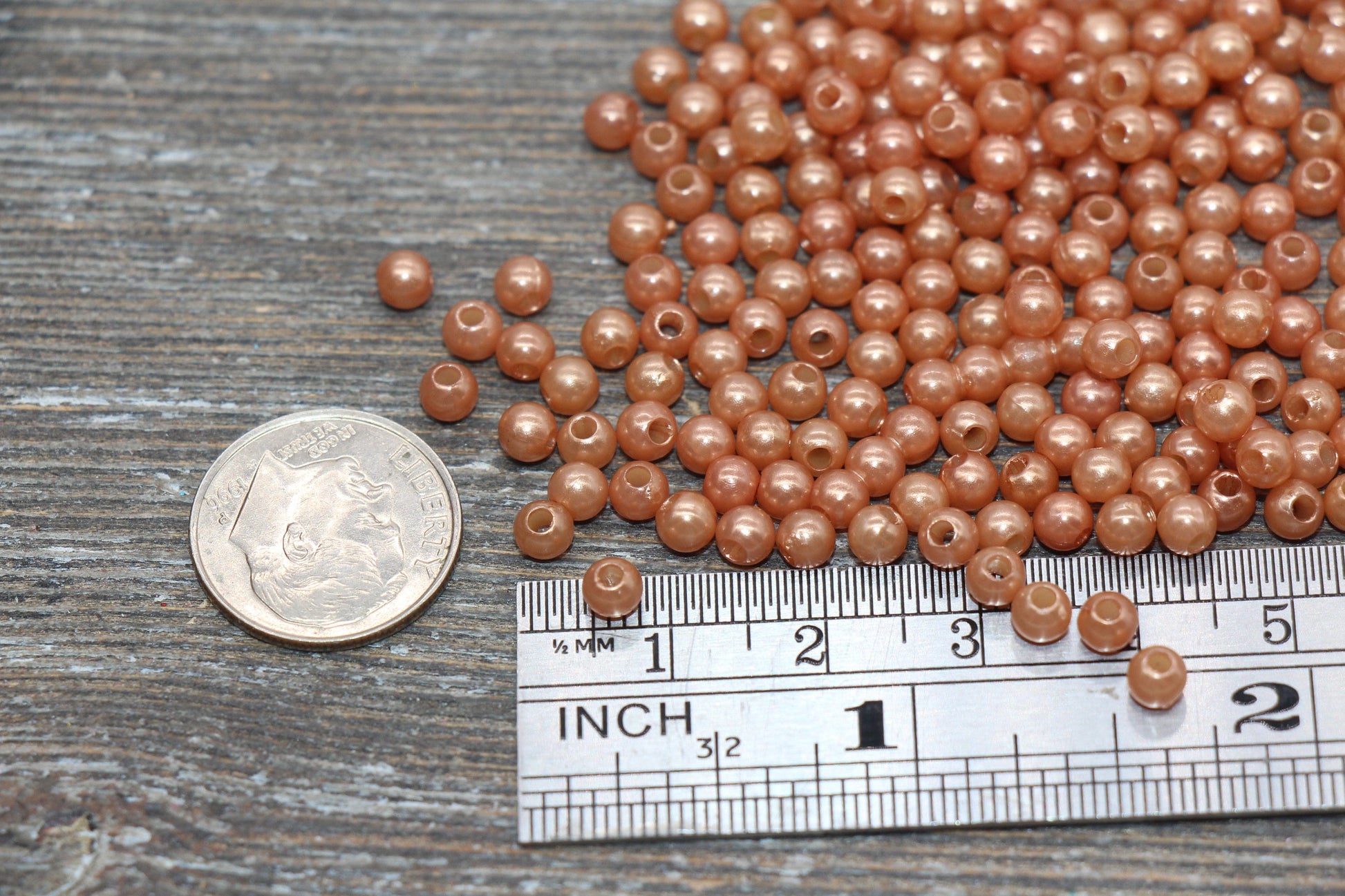 4mm Brown Orange Faux Pearl Beads, Faux Pearl Gumball Beads, Imitation Pearl Beads, Chunky Beads, Smooth Plastic Round Beads #1883