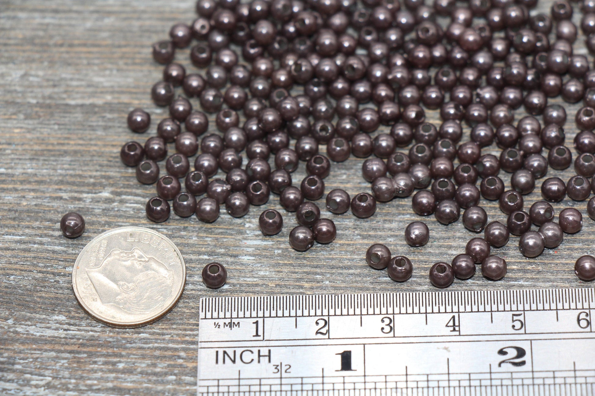 4mm Gunmetal Faux Pearl Beads, Faux Pearl Gumball Beads, Imitation Pearl Beads, Chunky Beads, Smooth Plastic Round Beads #1885