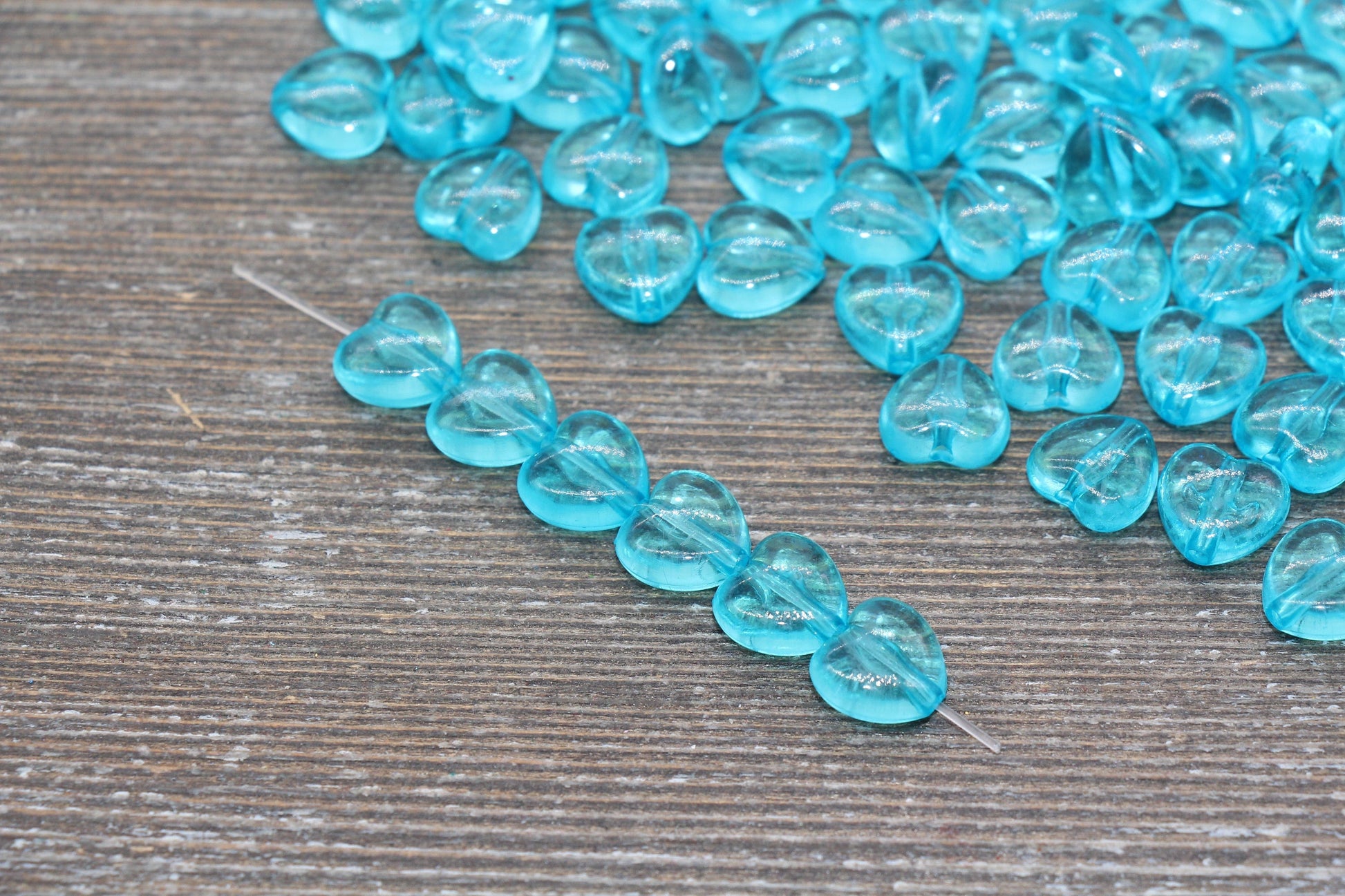 Transparent Blue Heart Beads, Blue Heart Beads, Acrylic Heart Beads, Bracelet Making Jewelry Finding #1910