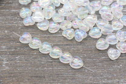 Iridescent Heart Beads, Transparent Heart Beads, Acrylic Heart Beads, Bracelet Making Jewelry Finding #1912