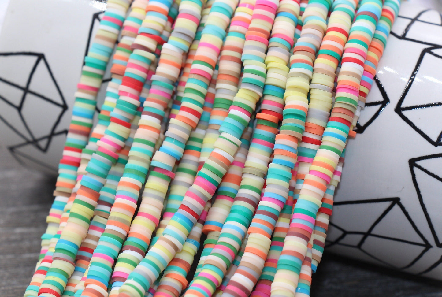 6mm Multicolored Heishi Beads, Polymer Clay Disc Beads, African Disc Beads, Wholesale Vinyl Heishi, 16 inch Strand #236