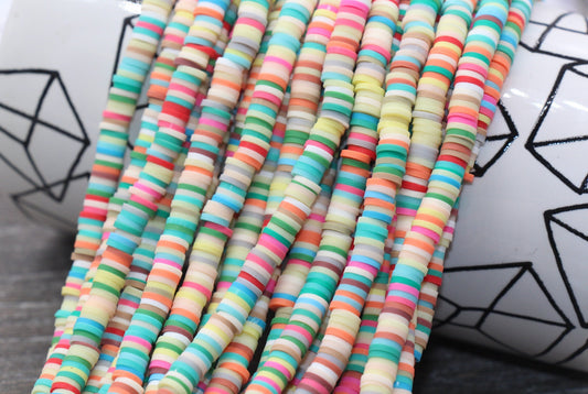 6mm Multicolored Heishi Beads, Polymer Clay Disc Beads, African Disc Beads, Wholesale Vinyl Heishi, 16 inch Strand #236