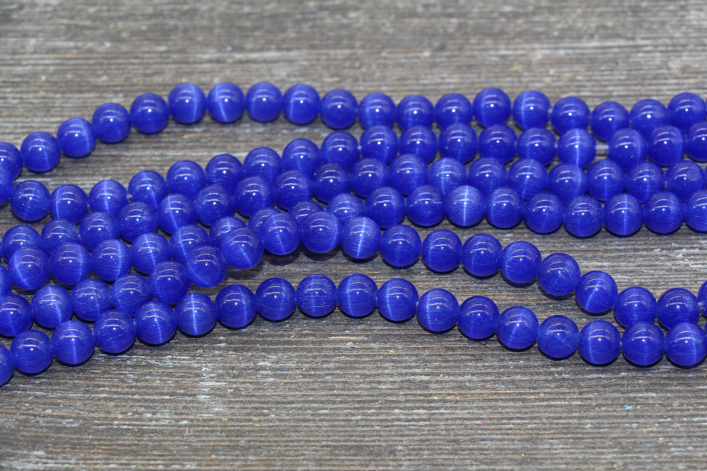 Royal Blue Cat Eye Beads, Smooth Round Beads, Size 6mm 8mm 10mm 12mm, Full Strand 15.5 inch, #177