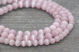 Pale Pink Cat Eye Beads, Smooth Round Beads, Size 8mm 10mm, Full Strand 15.5 inch, #235
