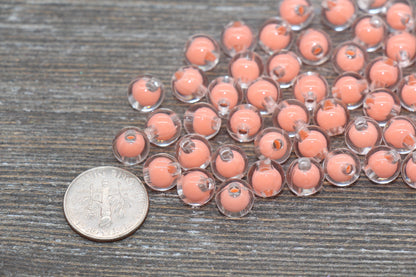 8mm Peach Round Beads, Peach Acrylic Round Gumball Beads, Bubblegum Beads, Chunky Beads, Plastic Round Bead #1917