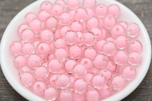 10mm Pink Round Beads, Pink Acrylic Round Gumball Beads, Bubblegum Beads, Chunky Beads, Plastic Round Bead #1919