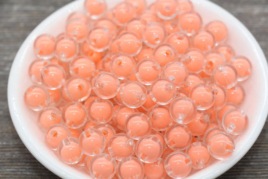 10mm Peach Round Beads, Peach Acrylic Round Gumball Beads, Bubblegum Beads, Chunky Beads, Plastic Round Bead #1921