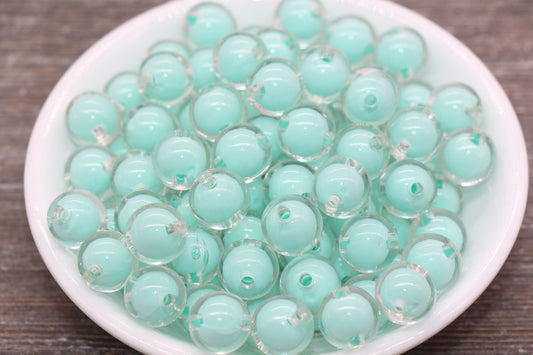 12mm Mint Green Round Beads, Mint Acrylic Round Gumball Beads, Bubblegum Beads, Chunky Beads, Plastic Round Bead #1925