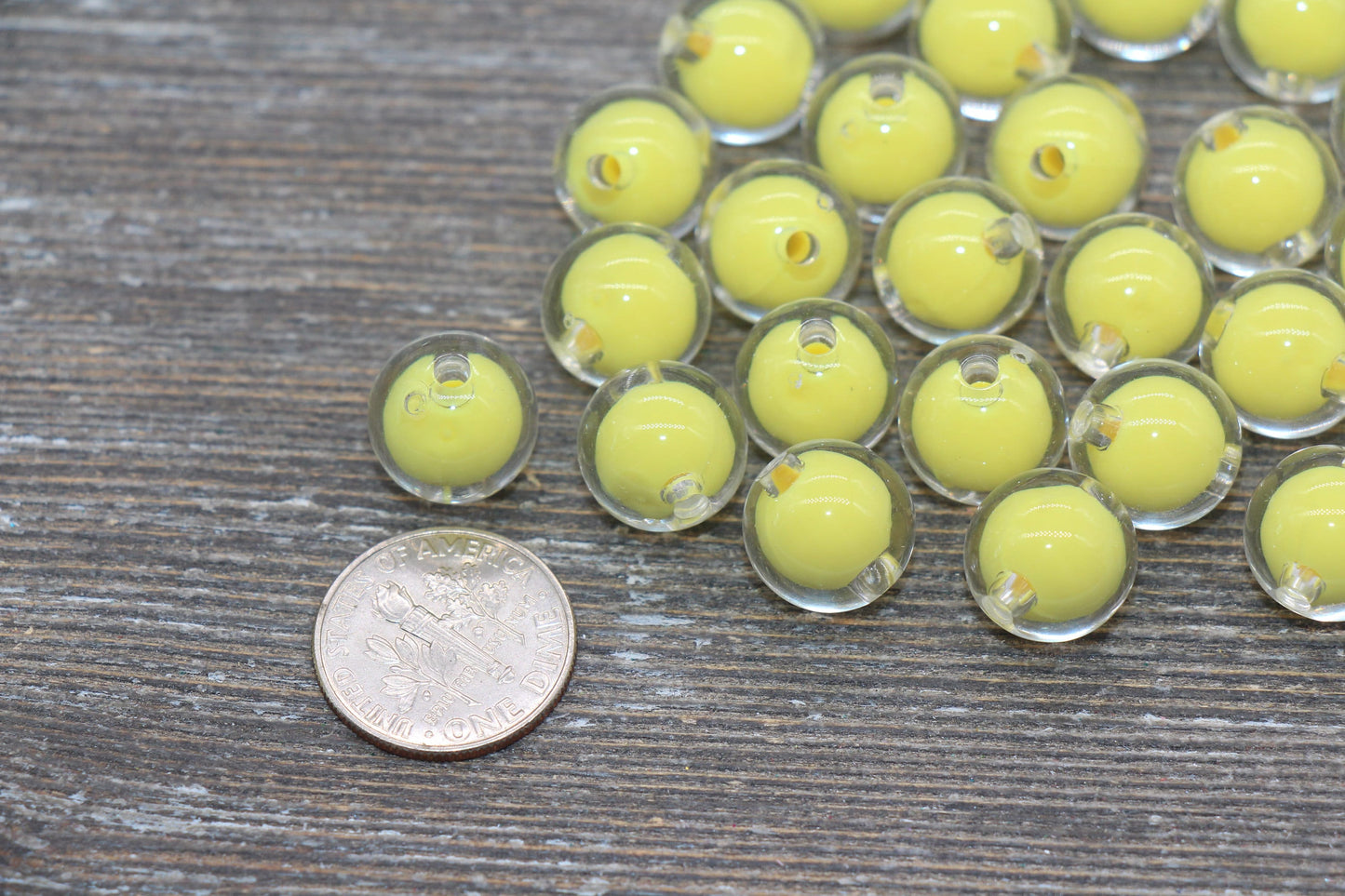 12mm Yellow Round Beads, Yellow Acrylic Round Gumball Beads, Bubblegum Beads, Chunky Beads, Plastic Round Bead #1926