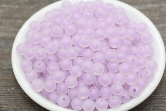 8mm Matte Light Purple Gumball Beads, Purple Round Acrylic Loose Beads, Frosted Bubblegum Beads, Chunky Beads, Round Plastic Beads #1932