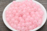10mm Matte Pink Gumball Beads, Round Acrylic Loose Beads, Frosted Bubblegum Beads, Chunky Beads, Round Plastic Beads #1933
