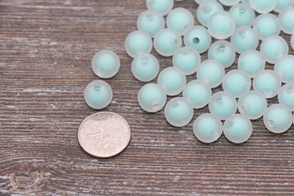 10mm Matte Mint Green Gumball Beads, Round Acrylic Loose Beads, Frosted Bubblegum Beads, Chunky Beads, Round Plastic Beads #1934