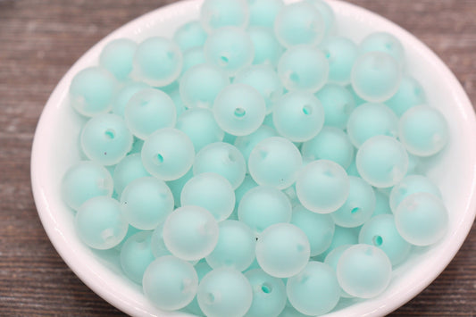 12mm Matte Mint Green Round Beads, Frosted Acrylic Round Gumball Beads, Bubblegum Beads, Chunky Beads, Plastic Round Bead #1936