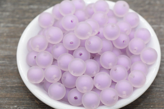 12mm Matte Light Purple Round Beads, Frosted Acrylic Round Gumball Beads, Bubblegum Beads, Chunky Beads, Plastic Round Bead #1937