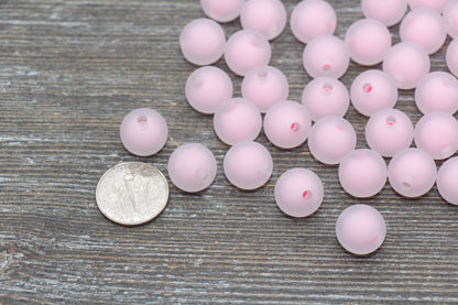 12mm Matte Pink Round Beads, Frosted Acrylic Round Gumball Beads, Bubblegum Beads, Chunky Beads, Plastic Round Bead #1940