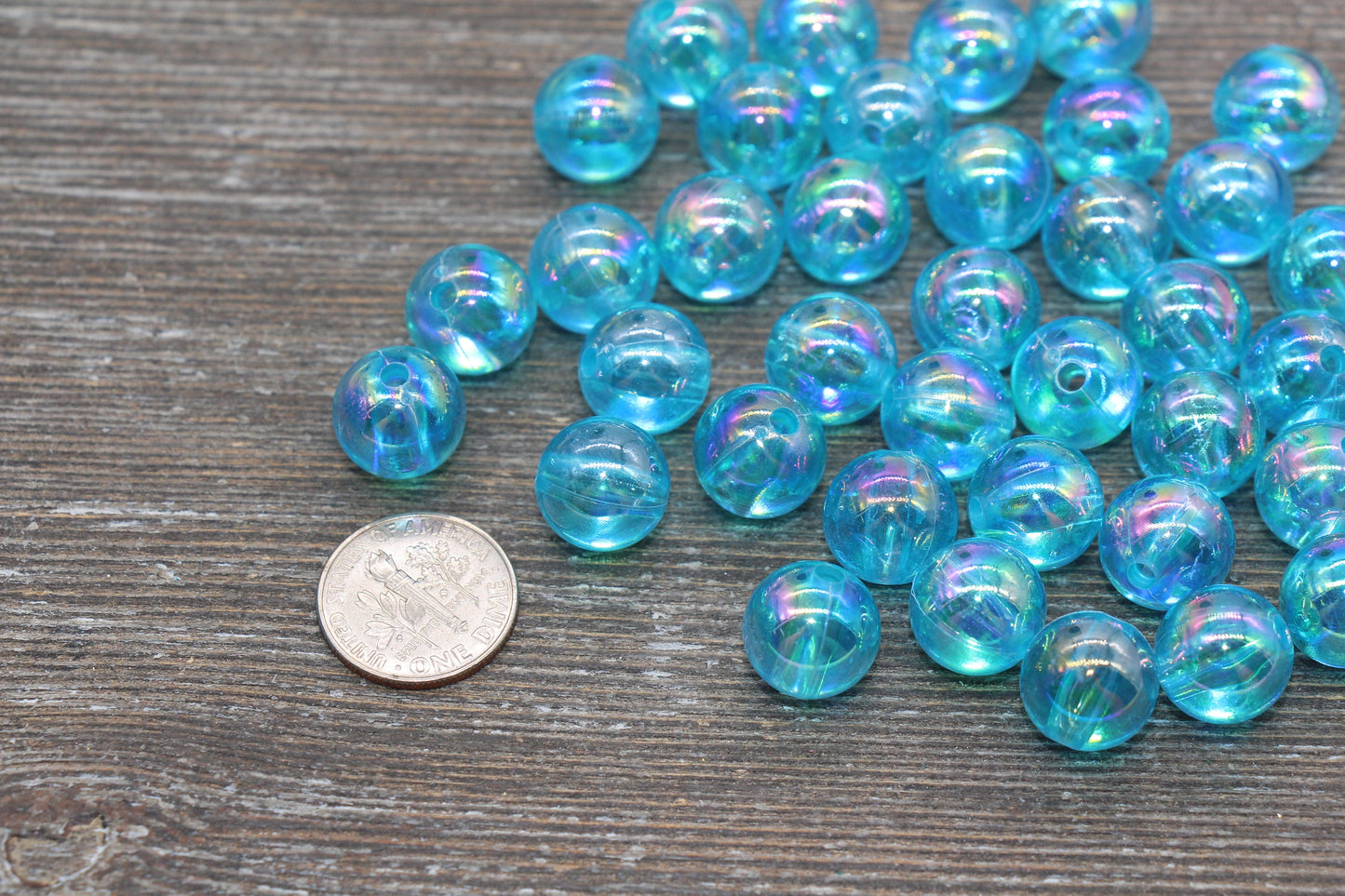 12mm Blue AB Round Beads, Iridescent Acrylic Gumball Beads, Translucent Round Spacer Beads, Bubblegum Beads, Plastic Round Bead #1980