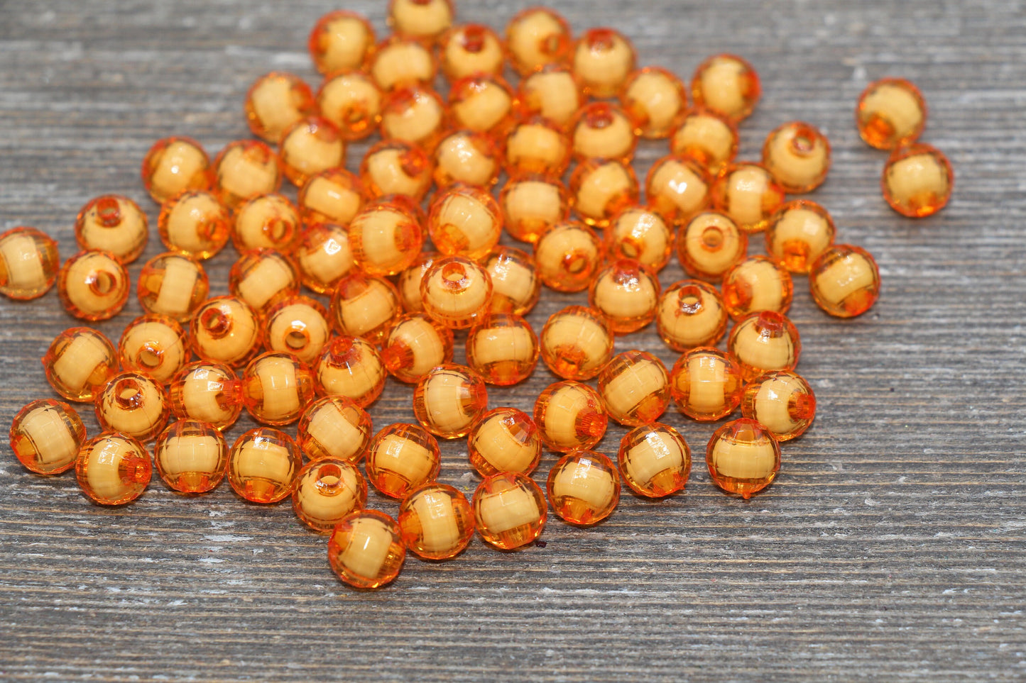 8mm Orange Faceted Beads, Round Faceted Acrylic Loose Beads, Bubblegum Beads, Chunky Beads, Bracelet Gumball Beads #1990