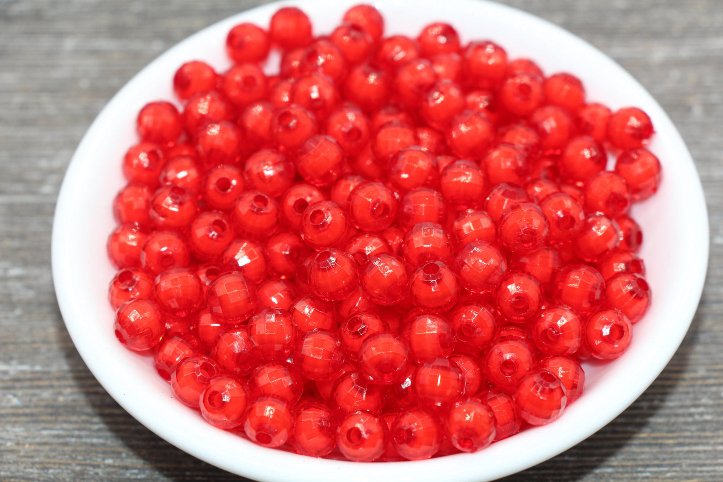 8mm Red Faceted Beads, Round Faceted Acrylic Loose Beads, Bubblegum Beads, Chunky Beads, Bracelet Gumball Beads #1991