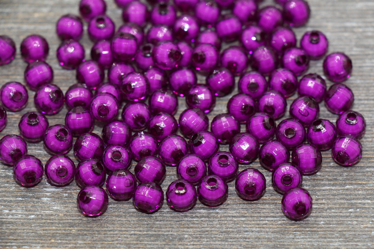 8mm Purple Faceted Beads, Round Faceted Acrylic Loose Beads, Bubblegum Beads, Chunky Beads, Bracelet Gumball Beads #1992