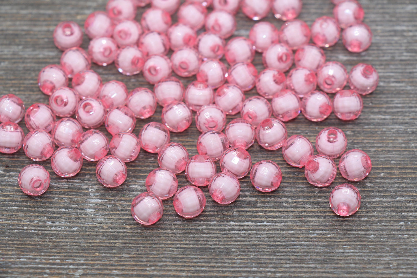8mm Pink Faceted Beads, Round Faceted Acrylic Loose Beads, Bubblegum Beads, Chunky Beads, Bracelet Gumball Beads #1993