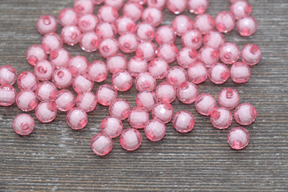 8mm Pink Faceted Beads, Round Faceted Acrylic Loose Beads, Bubblegum Beads, Chunky Beads, Bracelet Gumball Beads #1993