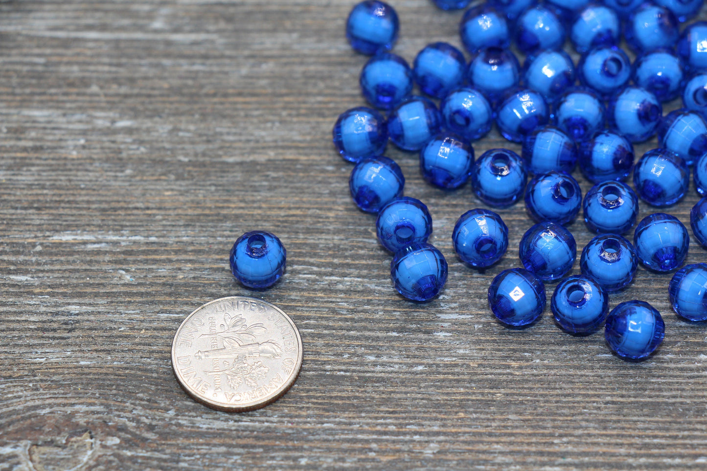 8mm Royal Blue Faceted Beads, Round Faceted Acrylic Loose Beads, Bubblegum Beads, Chunky Beads, Bracelet Gumball Beads #1995