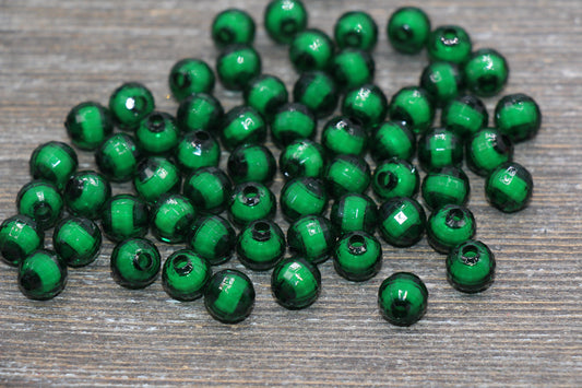 8mm Green Faceted Beads, Round Faceted Acrylic Loose Beads, Bubblegum Beads, Chunky Beads, Bracelet Gumball Beads #1996