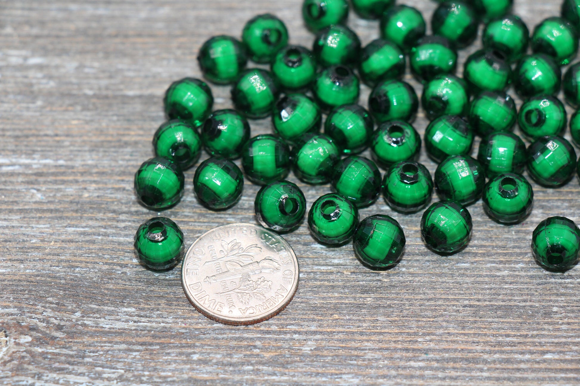 8mm Green Faceted Beads, Round Faceted Acrylic Loose Beads, Bubblegum Beads, Chunky Beads, Bracelet Gumball Beads #1996