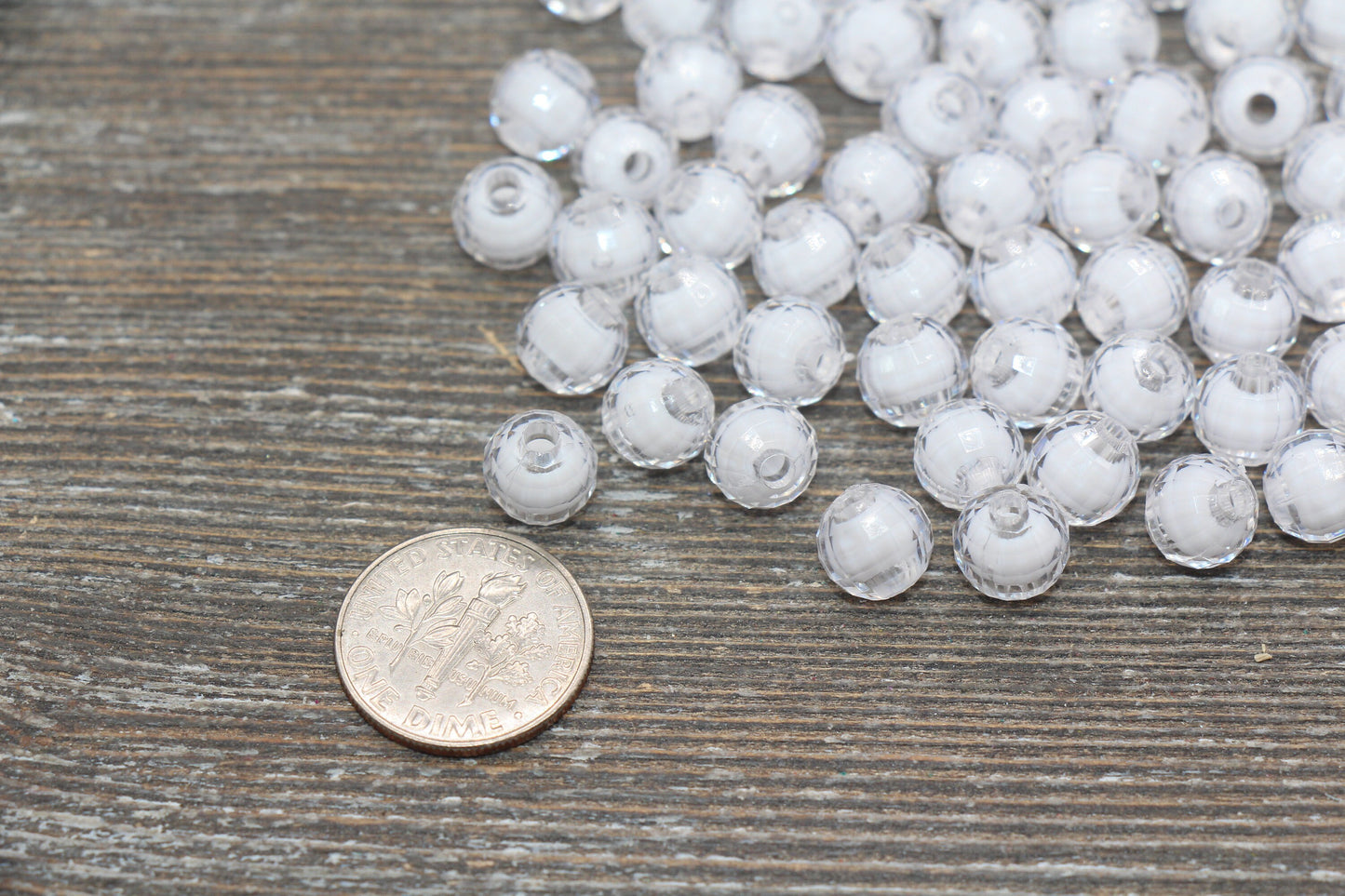 8mm White Faceted Beads, Round Faceted Acrylic Loose Beads, Bubblegum Beads, Chunky Beads, Bracelet Gumball Beads #1997