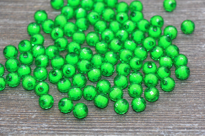 8mm Green Faceted Beads, Round Faceted Acrylic Loose Beads, Bubblegum Beads, Chunky Beads, Bracelet Gumball Beads #2002
