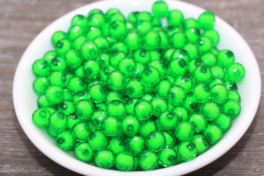 8mm Green Faceted Beads, Round Faceted Acrylic Loose Beads, Bubblegum Beads, Chunky Beads, Bracelet Gumball Beads #2002