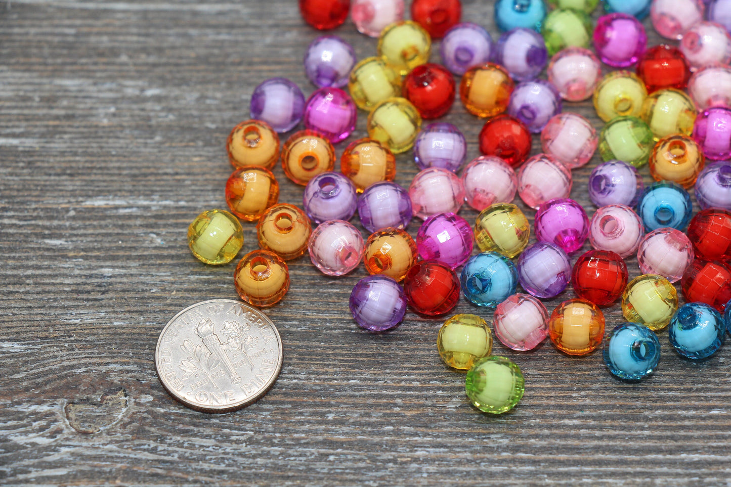 8mm Multicolor Faceted Beads, Mix Color Round Faceted Acrylic Loose Beads, Bubblegum Beads, Chunky Beads, Bracelet Gumball Beads #2004