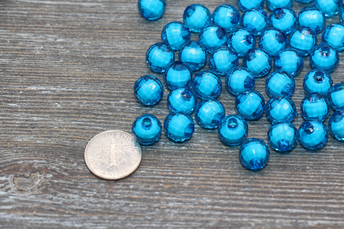 10mm Blue Faceted Beads, Round Faceted Acrylic Loose Beads, Bubblegum Beads, Chunky Beads, Bracelet Gumball Beads #2005