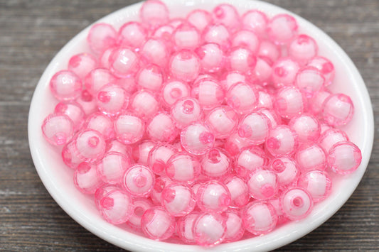 10mm Pink Faceted Beads, Round Faceted Acrylic Loose Beads, Bubblegum Beads, Chunky Beads, Bracelet Gumball Beads #2008