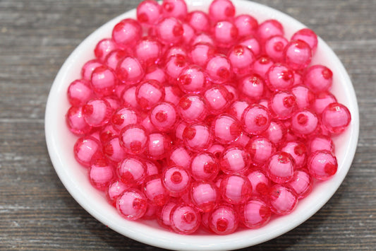 10mm Hot Pink Faceted Beads, Round Faceted Acrylic Loose Beads, Bubblegum Beads, Chunky Beads, Bracelet Gumball Beads #2020