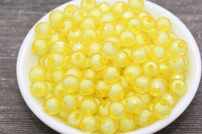 10mm Yellow Faceted Beads, Round Faceted Acrylic Loose Beads, Bubblegum Beads, Chunky Beads, Bracelet Gumball Beads #2021