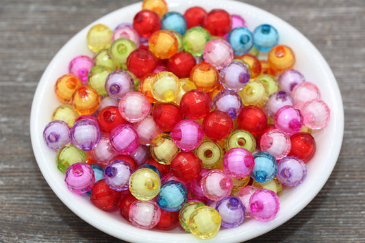 10mm Multicolor Faceted Beads, Mix Color Round Faceted Acrylic Loose Beads, Bubblegum Beads, Chunky Beads, Bracelet Gumball Beads #2022