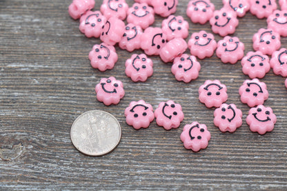 Pink Smiley Face Beads, Cloud Shape Smiley Face Beads, Cute Smiling Face Beads, Happy Face Beads, Craft Bracelet Beads #2030