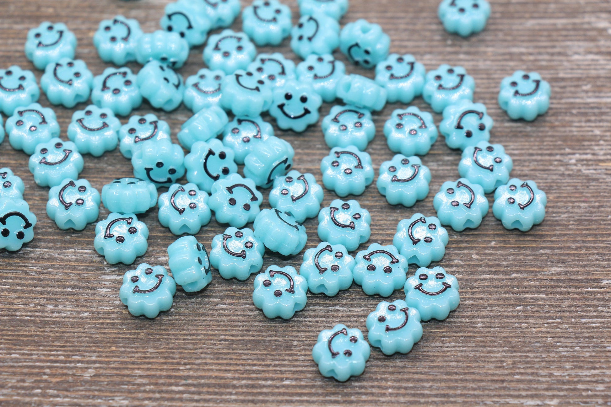 Light Blue Smiley Face Beads, Cloud Shape Smiley Face Beads, Cute Smiling Face Beads, Happy Face Beads, Craft Bracelet Beads #2037