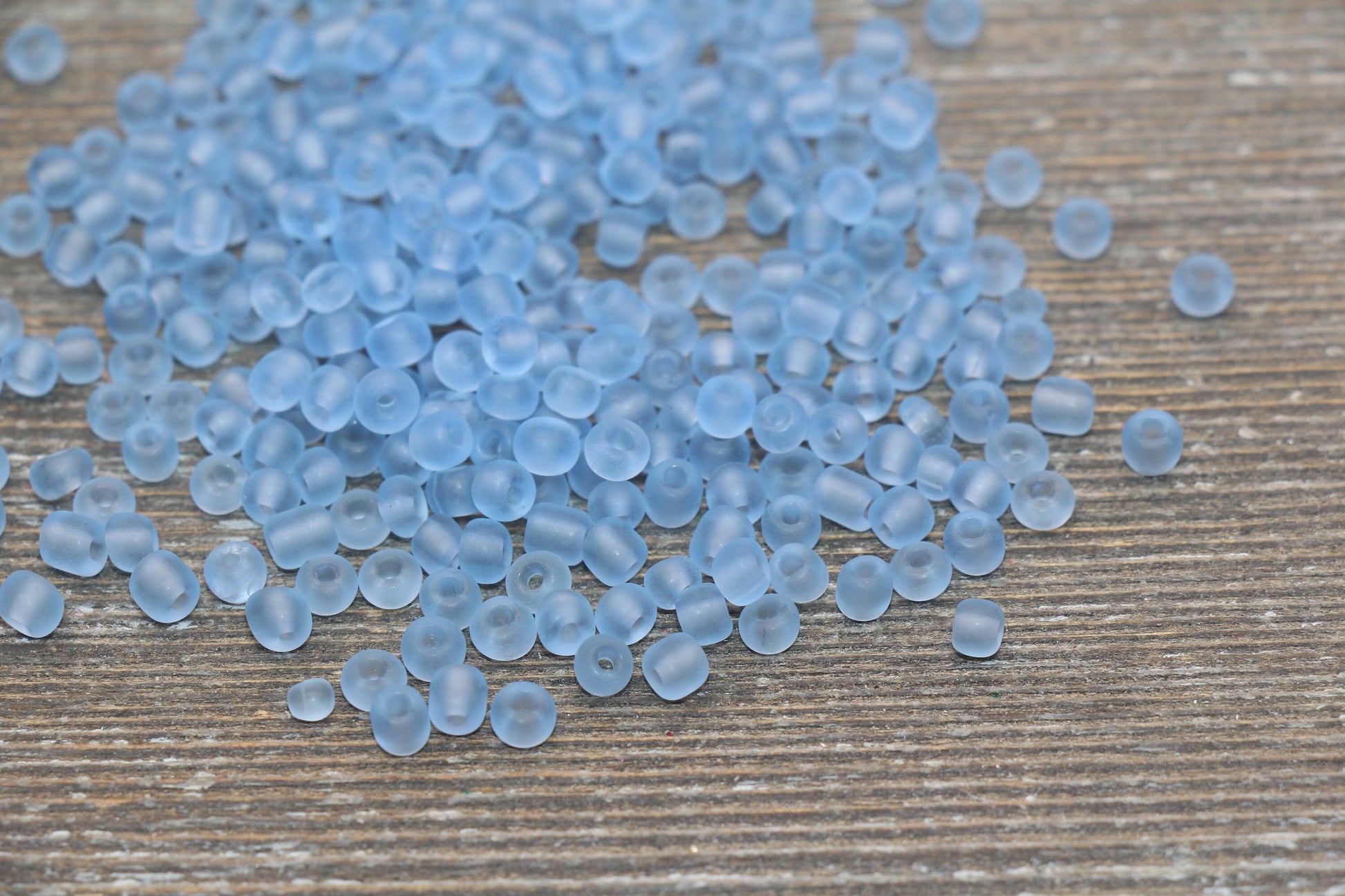 Matte Glass Seed Beads, 4mm 6/0 Glass Round Seed Beads, Matte Blue Trans Seed Beads, Rocailles Beads, Beading Supplies #1139