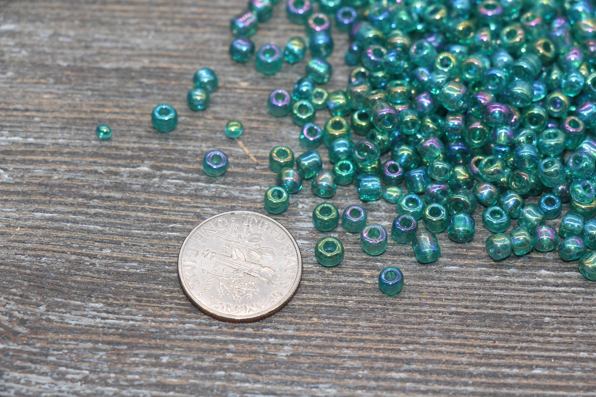 Transparent AB Glass Seed Beads, 4mm 6/0 Glass Round Beads, Teal Blue Trans Seed Beads, Rocailles Beads, Beading Supplies #1144