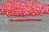 Matte Iridescent Glass Seed Beads, 4mm 6/0 Glass Round Seed Beads, Matte Pink AB Seed Beads, Rocailles Beads, Beading Supplies #1179