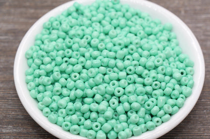 Glass Seed Beads, 4mm 6/0 Glass Round Seed Beads, Mint Opaque Seed Beads, Rocailles Beads, Beading Supplies #1280