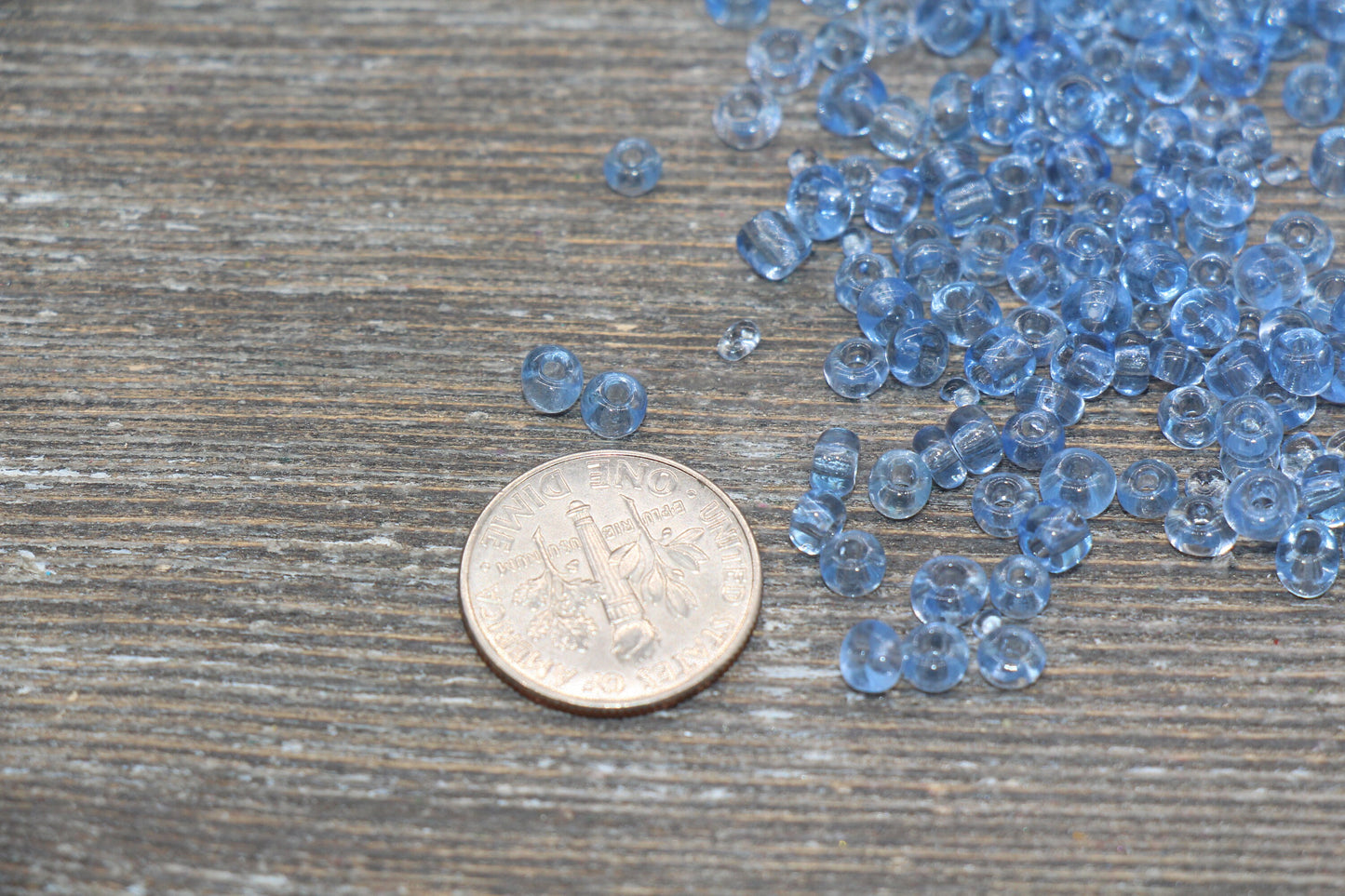 Transparent Glass Seed Beads, 4mm 6/0 Glass Round Seed Beads, Blue Trans Seed Beads, Rocailles Beads, Beading Supplies #1433