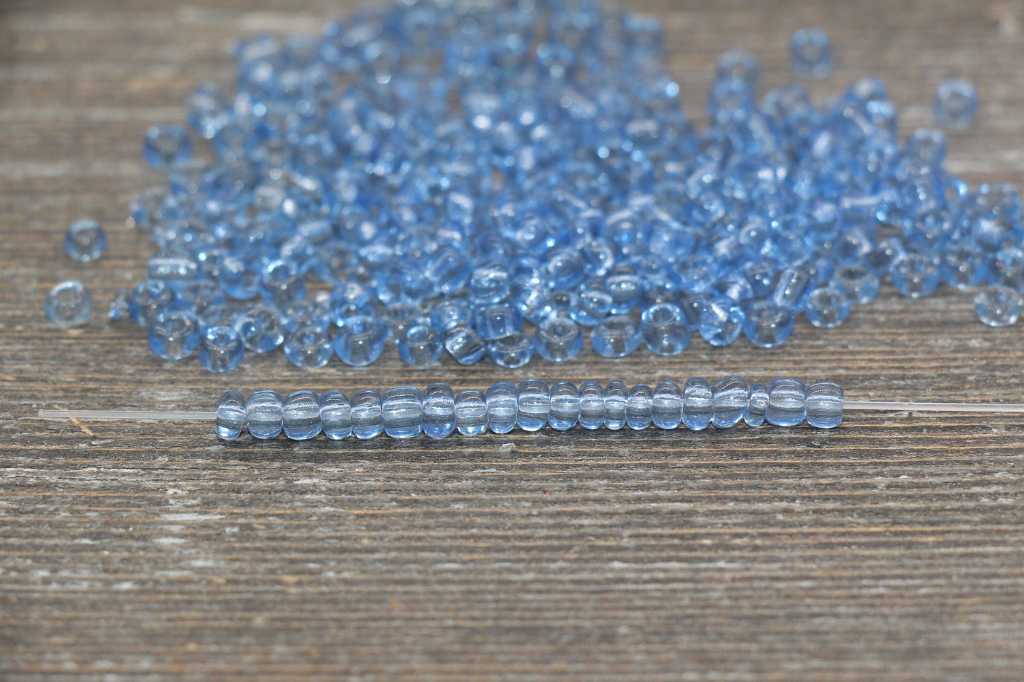 Transparent Glass Seed Beads, 4mm 6/0 Glass Round Seed Beads, Blue Trans Seed Beads, Rocailles Beads, Beading Supplies #1433