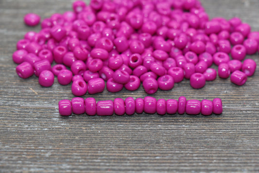 5mm Magenta Glass Seed Beads, Size 3/0 Magenta Opaque Czech Seed Beads, Rocailles Beads, Bead Bracelet, Beading Supplies #1285